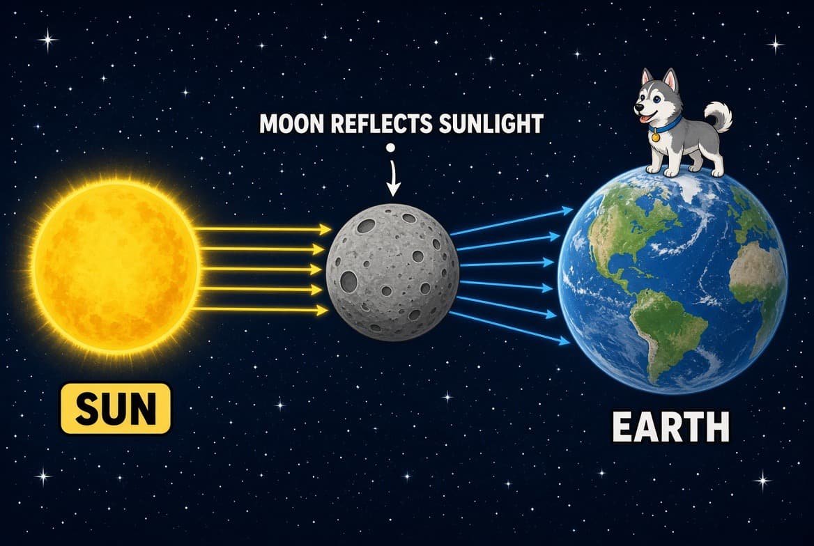 Earth and Moon — the Moon reflecting sunlight